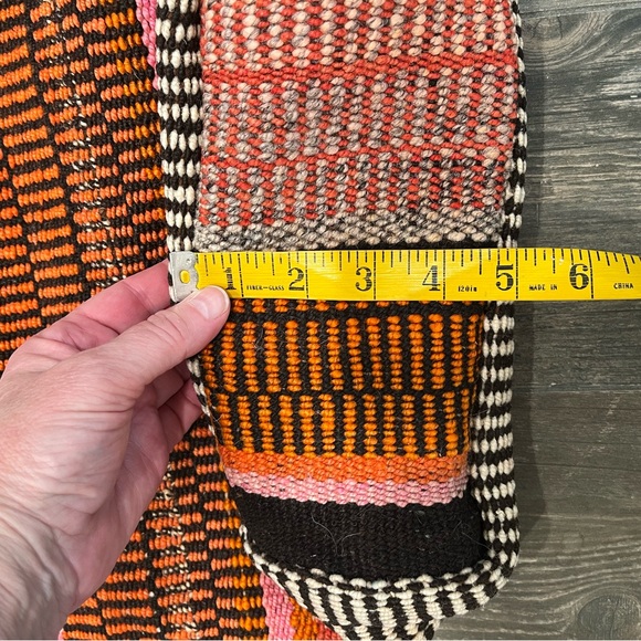 Jenny Krauss Wool Leather Shoulder Tote Bag Pink Orange Brown New W/ Tags Boho - Picture 7 of 11